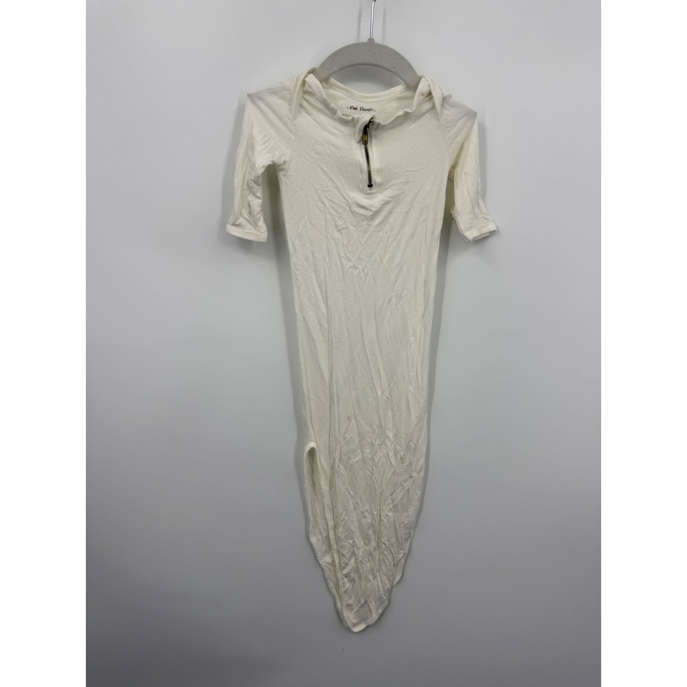 Posh Peanut Knotted Gown Baby NB Cream Bamboo Viscose Long Sleeve Zip Sleeper